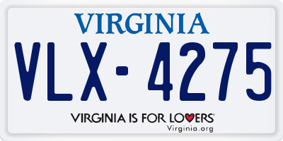 VA license plate VLX4275