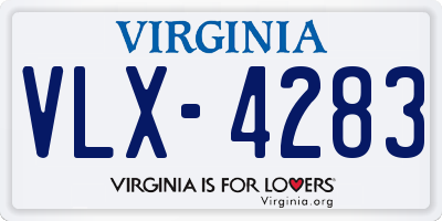 VA license plate VLX4283