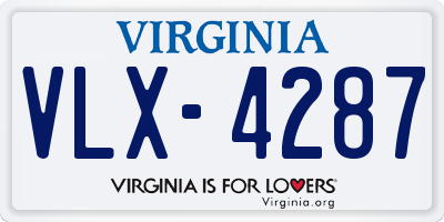 VA license plate VLX4287