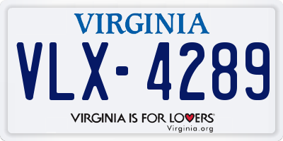 VA license plate VLX4289