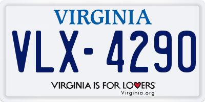 VA license plate VLX4290