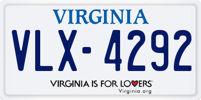 VA license plate VLX4292