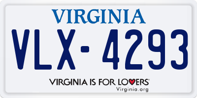 VA license plate VLX4293