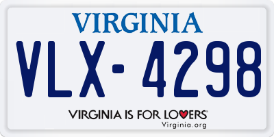 VA license plate VLX4298