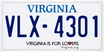 VA license plate VLX4301