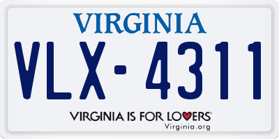 VA license plate VLX4311