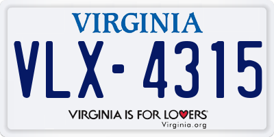 VA license plate VLX4315