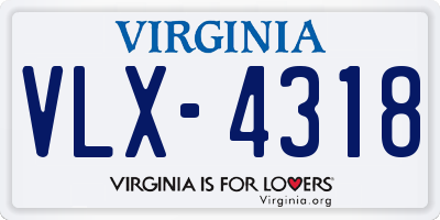 VA license plate VLX4318