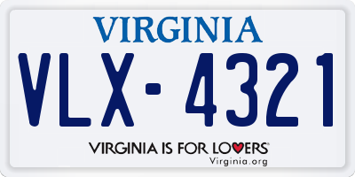 VA license plate VLX4321