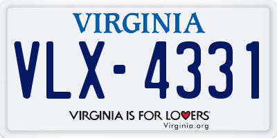 VA license plate VLX4331