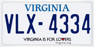 VA license plate VLX4334