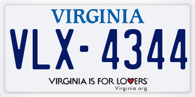 VA license plate VLX4344