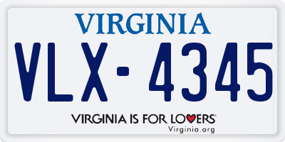 VA license plate VLX4345