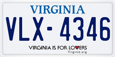 VA license plate VLX4346