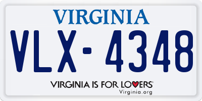 VA license plate VLX4348