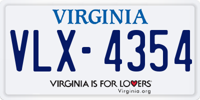 VA license plate VLX4354