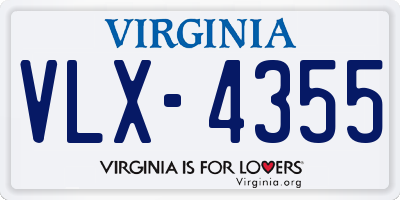 VA license plate VLX4355