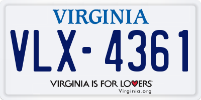 VA license plate VLX4361