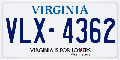 VA license plate VLX4362