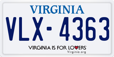 VA license plate VLX4363