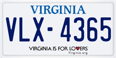 VA license plate VLX4365