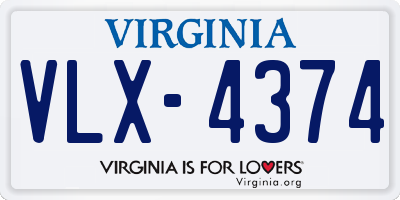 VA license plate VLX4374