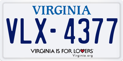 VA license plate VLX4377