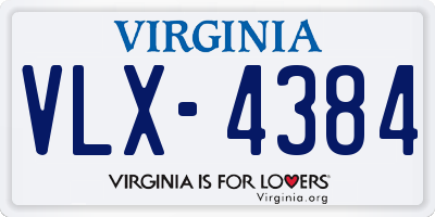 VA license plate VLX4384