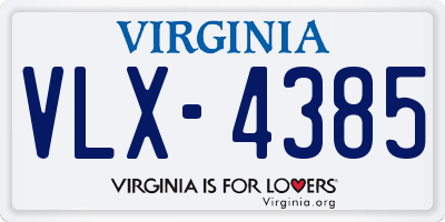 VA license plate VLX4385