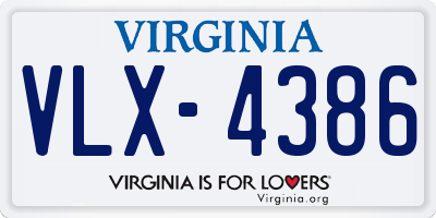 VA license plate VLX4386