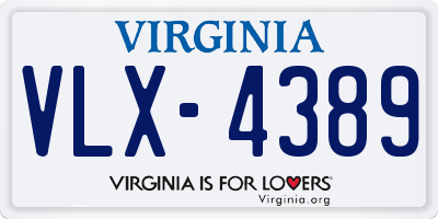 VA license plate VLX4389