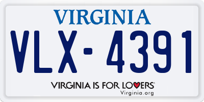 VA license plate VLX4391