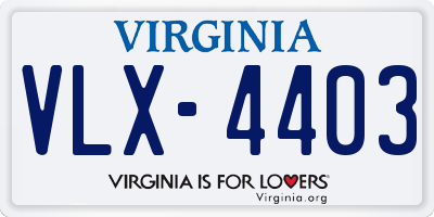 VA license plate VLX4403