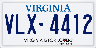 VA license plate VLX4412