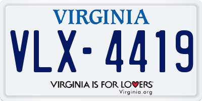 VA license plate VLX4419