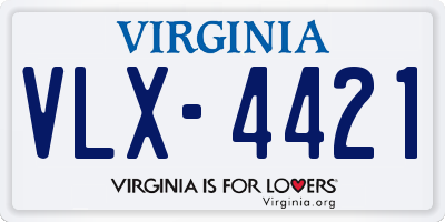 VA license plate VLX4421