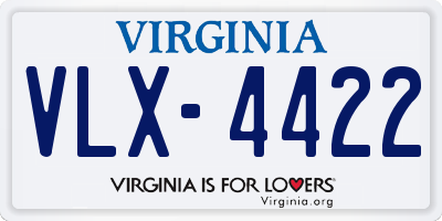 VA license plate VLX4422