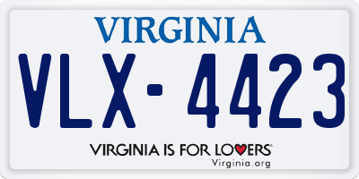 VA license plate VLX4423