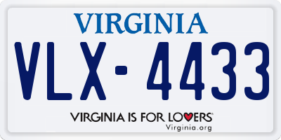 VA license plate VLX4433