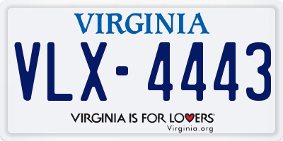 VA license plate VLX4443