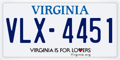 VA license plate VLX4451