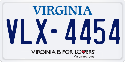 VA license plate VLX4454