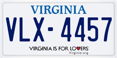 VA license plate VLX4457