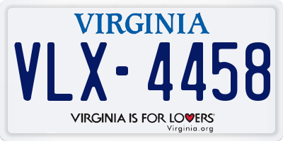 VA license plate VLX4458