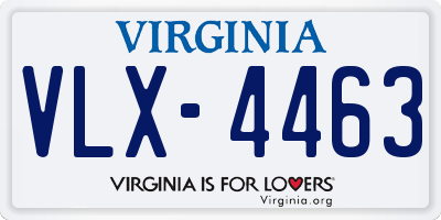 VA license plate VLX4463