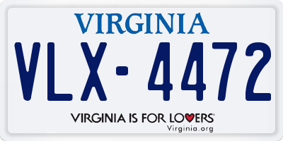 VA license plate VLX4472