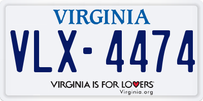 VA license plate VLX4474