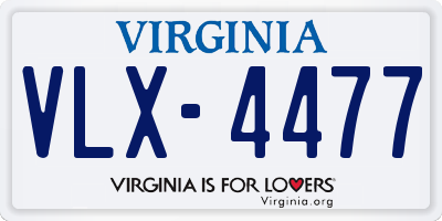 VA license plate VLX4477