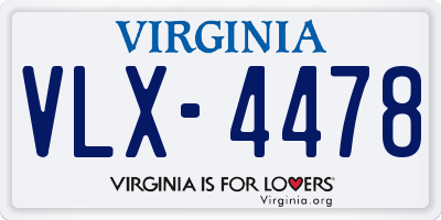 VA license plate VLX4478