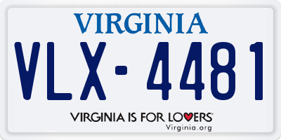 VA license plate VLX4481